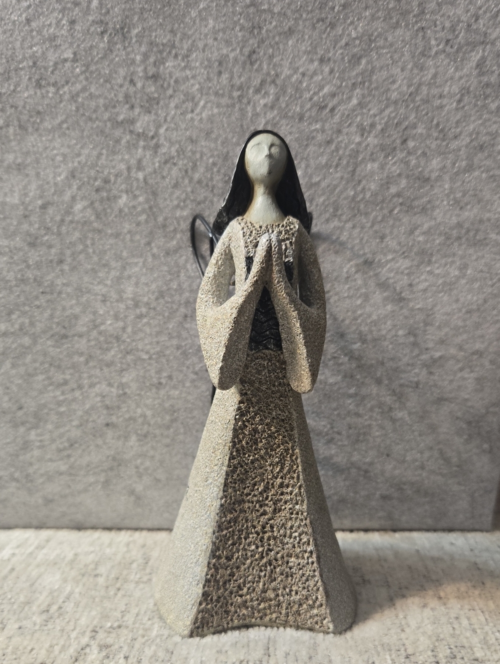 Artstone By Carson Praying Angel Figurine - Hear My Prayet Neutral Gray 7"